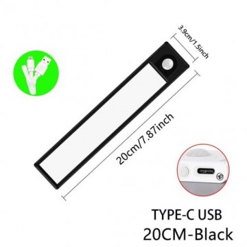 TopLEDverlichting.nl Draadloze 20cm LED bewegingssensor Kledingkast / Kelder / Garage / Keuken / Trap / Schuur Light Motion Sensor Oplaadbaar Zwart foto 1