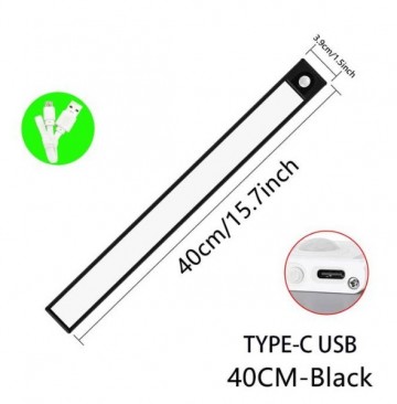 TopLEDverlichting.nl Draadloze 40cm LED bewegingssensor Kledingkast / Kelder / Garage / Keuken / Trap / Schuur Light Motion Sensor Oplaadbaar Zwart foto 1