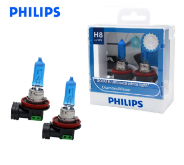TopLEDverlichting.nl H8 35 Watt Philips Diamond Vision lampen 5000K White 12V (set) foto 1