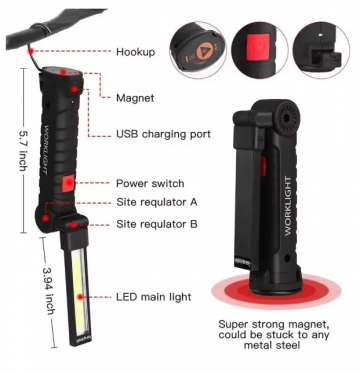 TopLEDverlichting.nl Kleine LED Oplaadbare Accu Werklamp met magneet en oplaadkabel foto 10