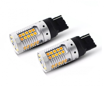 TopLEDverlichting.nl T20 7440 WY21W No Hyper Flashing High Power LED Oranje Canbus knipperlichten (set) foto 1