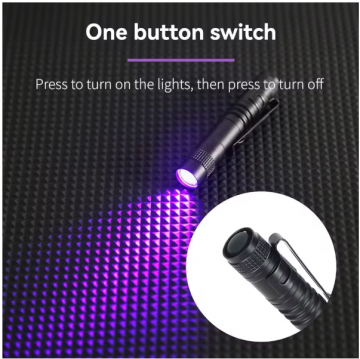 TopLEDverlichting.nl Mini UV-Zaklamp met Clip - Ultraviolet Light – LED Blacklight – Fosforlamp - Fluoresceert – Echtheid Geld, ID Kaart & Postzegels Controleren foto 5